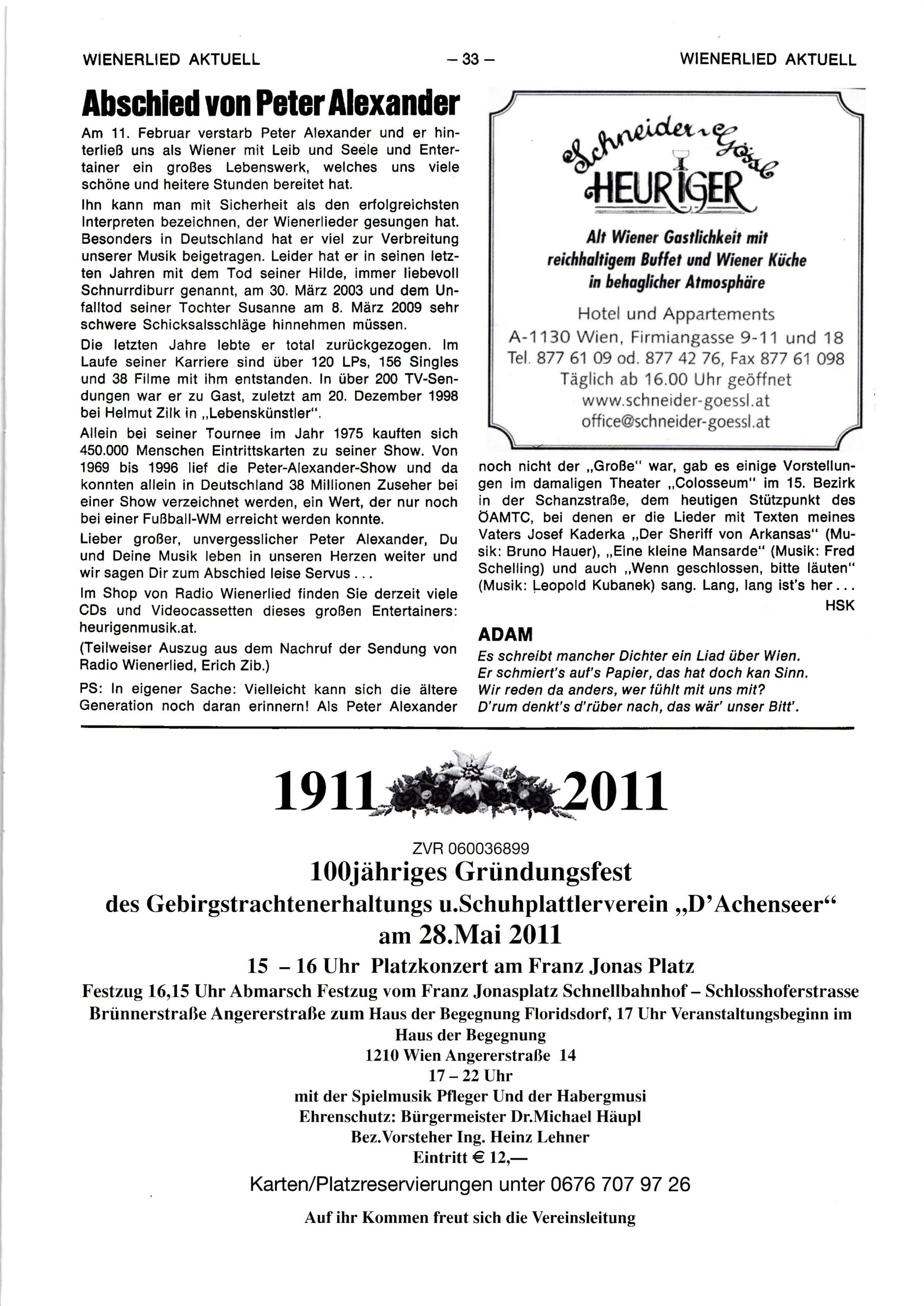 Wienerlied aktuell 2011, Heft 75, Seite 33