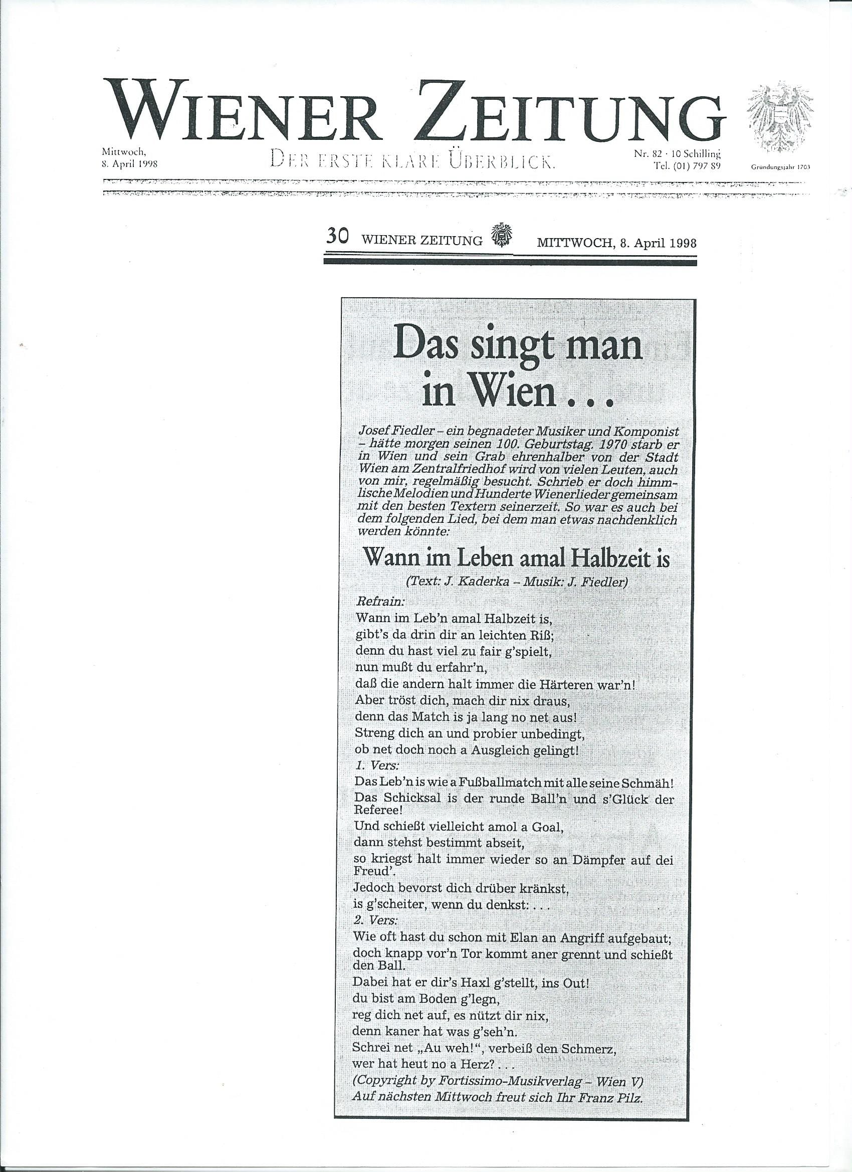 Wiener Zeitung 08.04.1998