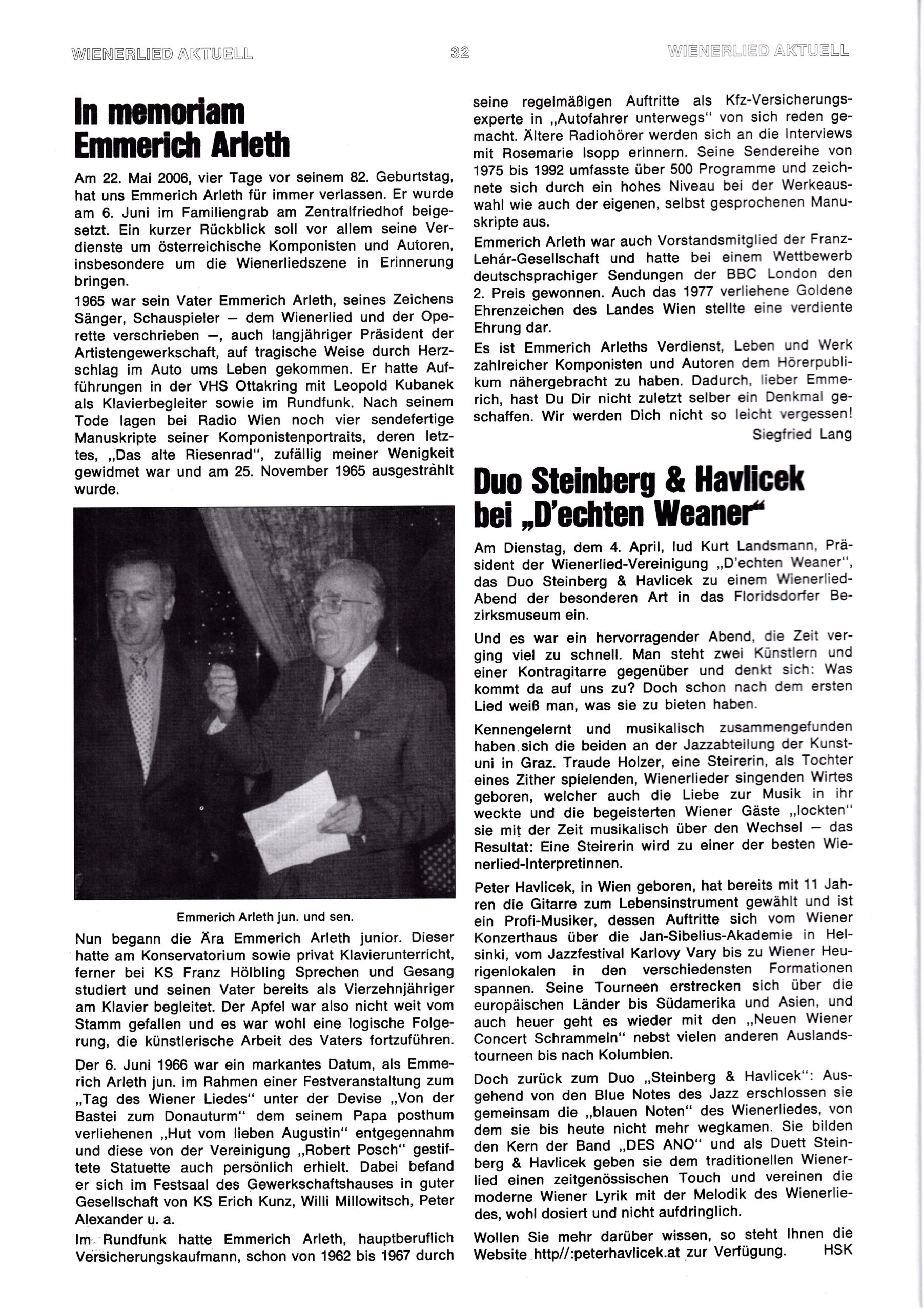Wienerlied aktuell 2006, Heft 56, Seiten 32