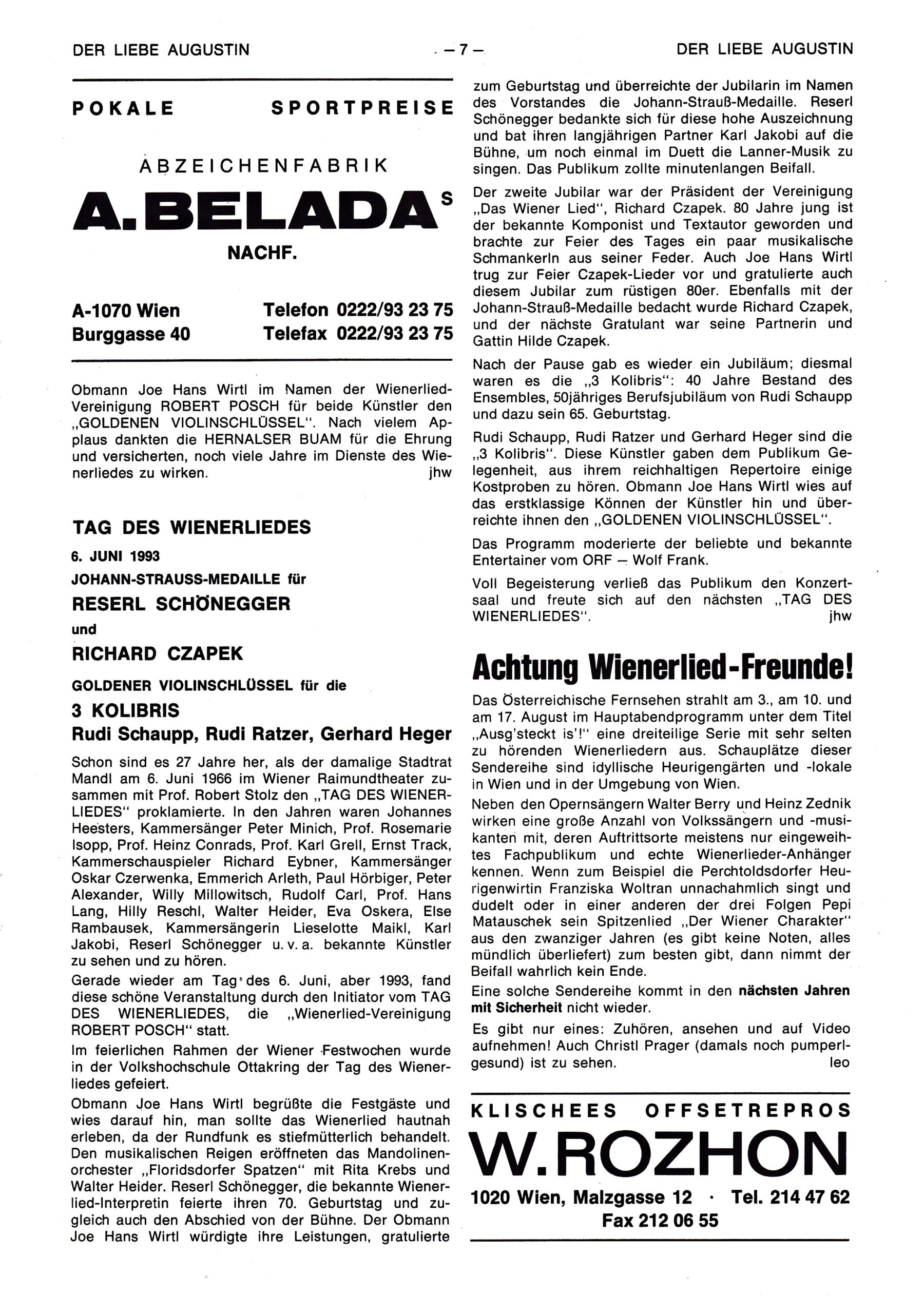 Der liebe Augustin 1993, Heft 4, Seite 7