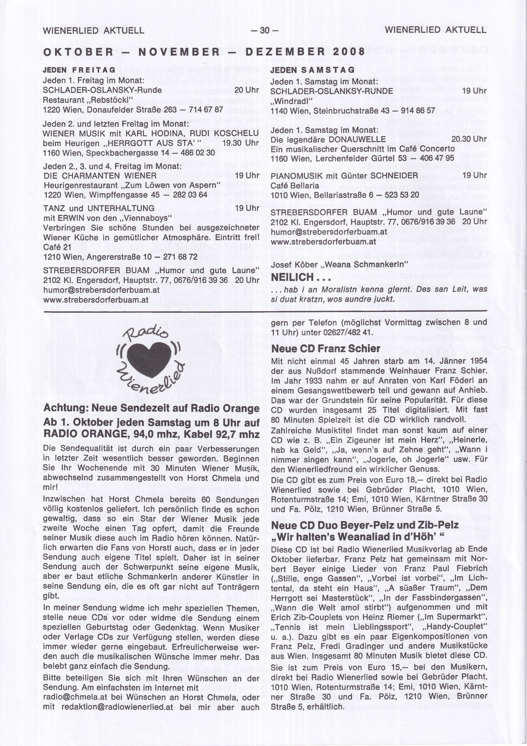 Wienerlied aktuell 2008, Heft 65, Seite 30