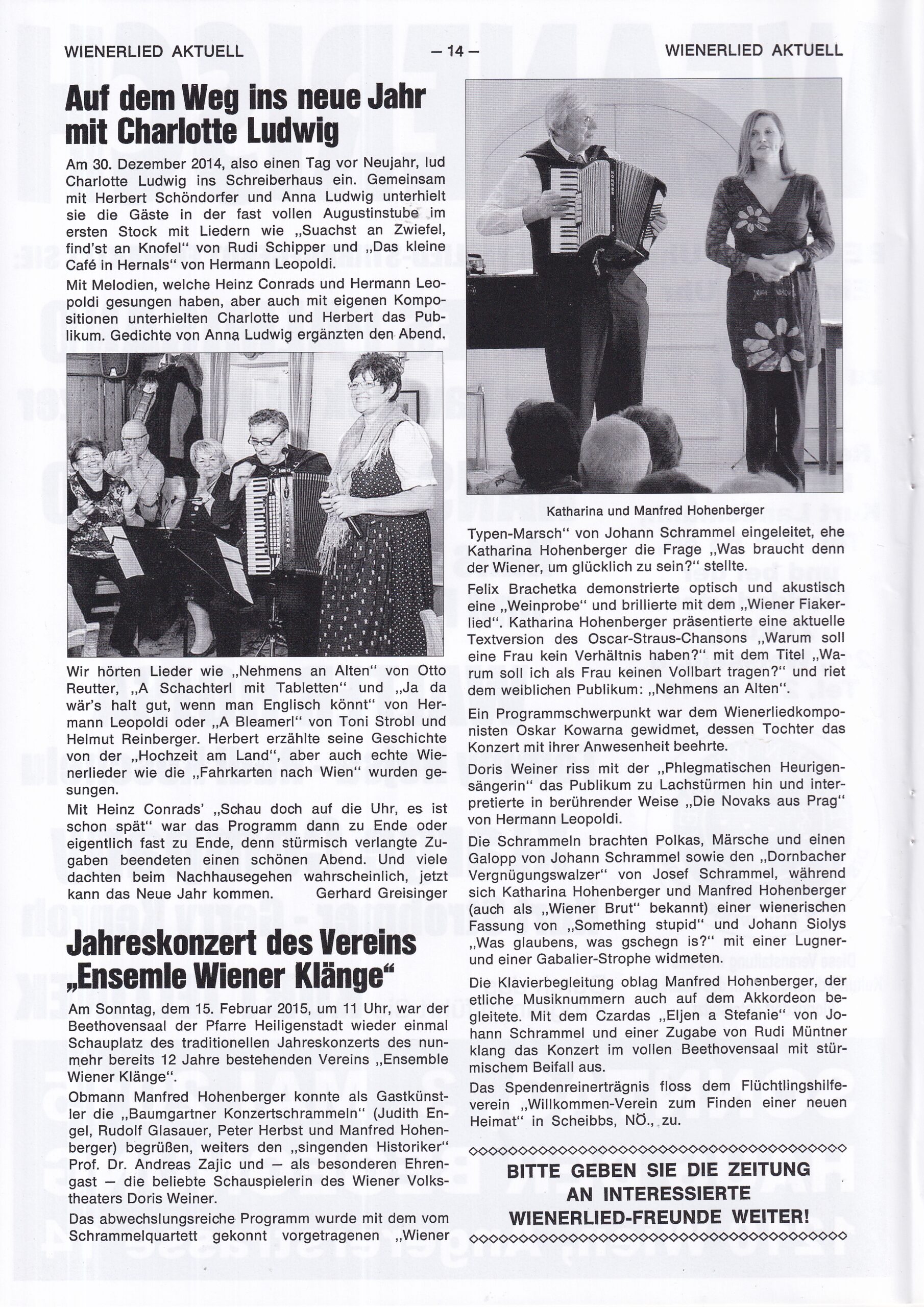 Wienerlied aktuell 2015, Heft 91, Seite 14